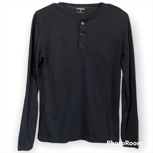 EXPRESS Henley soft top black size xs